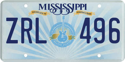 MS license plate ZRL496