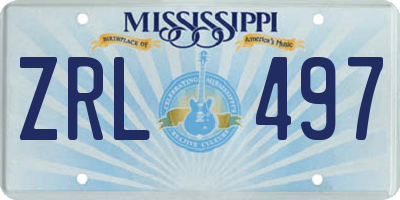 MS license plate ZRL497