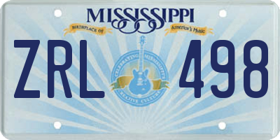 MS license plate ZRL498