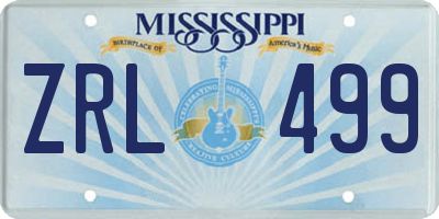 MS license plate ZRL499