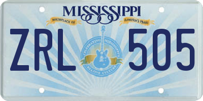 MS license plate ZRL505