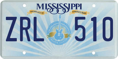 MS license plate ZRL510