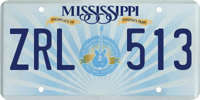 MS license plate ZRL513