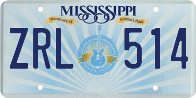 MS license plate ZRL514