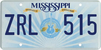 MS license plate ZRL515
