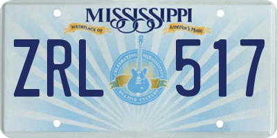 MS license plate ZRL517