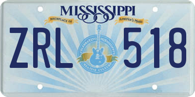 MS license plate ZRL518