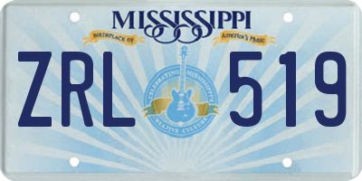 MS license plate ZRL519