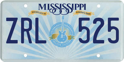 MS license plate ZRL525