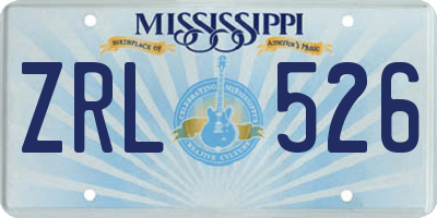 MS license plate ZRL526