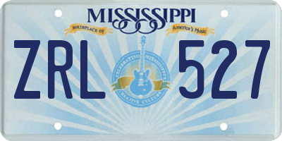 MS license plate ZRL527