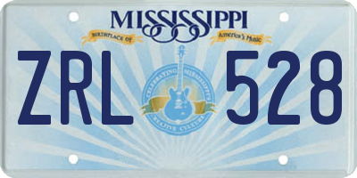 MS license plate ZRL528