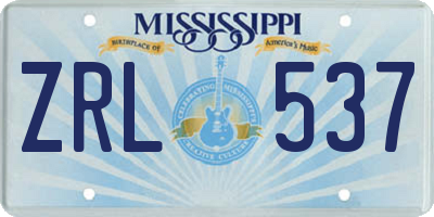 MS license plate ZRL537