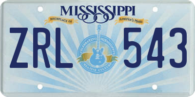 MS license plate ZRL543