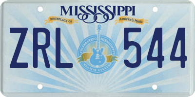 MS license plate ZRL544