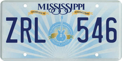 MS license plate ZRL546