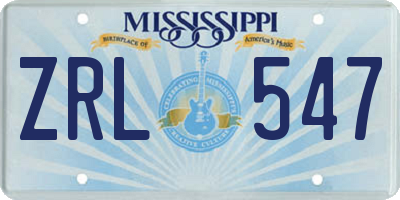 MS license plate ZRL547