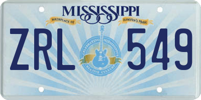 MS license plate ZRL549