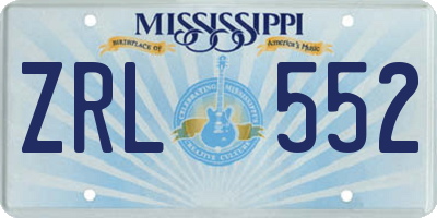 MS license plate ZRL552
