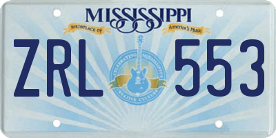 MS license plate ZRL553