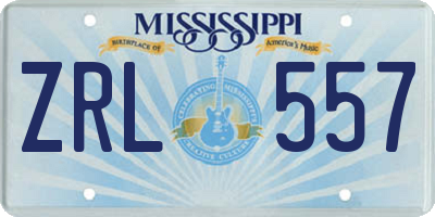 MS license plate ZRL557