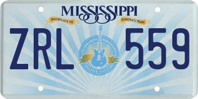 MS license plate ZRL559