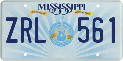 MS license plate ZRL561