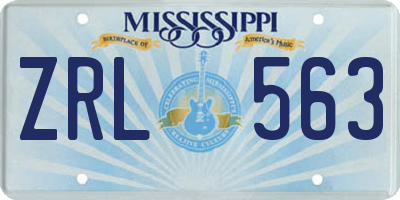MS license plate ZRL563