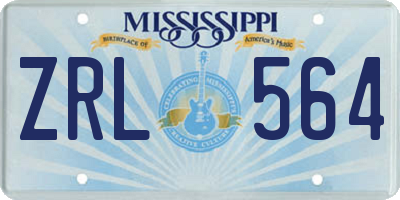 MS license plate ZRL564