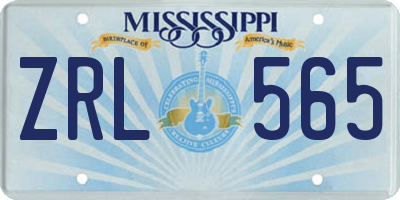 MS license plate ZRL565