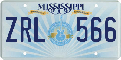 MS license plate ZRL566
