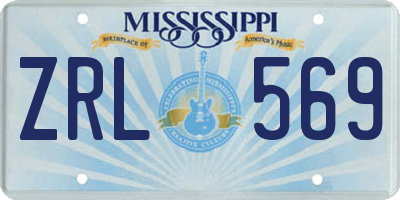 MS license plate ZRL569