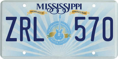 MS license plate ZRL570