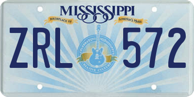 MS license plate ZRL572
