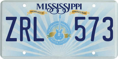 MS license plate ZRL573