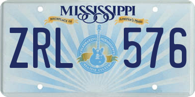 MS license plate ZRL576