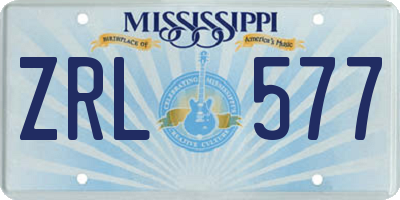 MS license plate ZRL577
