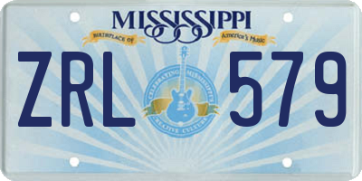 MS license plate ZRL579