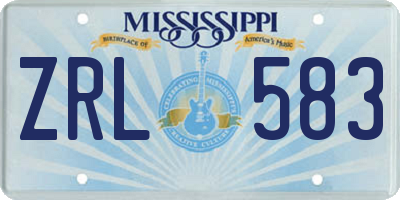 MS license plate ZRL583