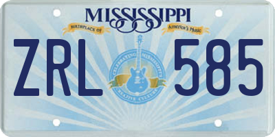 MS license plate ZRL585