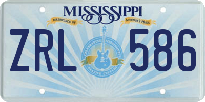 MS license plate ZRL586