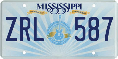 MS license plate ZRL587