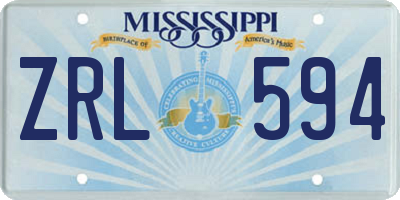 MS license plate ZRL594