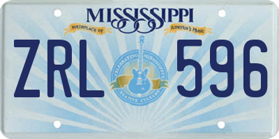 MS license plate ZRL596