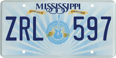 MS license plate ZRL597