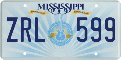 MS license plate ZRL599