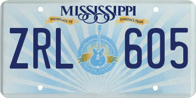 MS license plate ZRL605