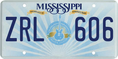MS license plate ZRL606