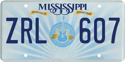 MS license plate ZRL607