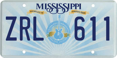 MS license plate ZRL611